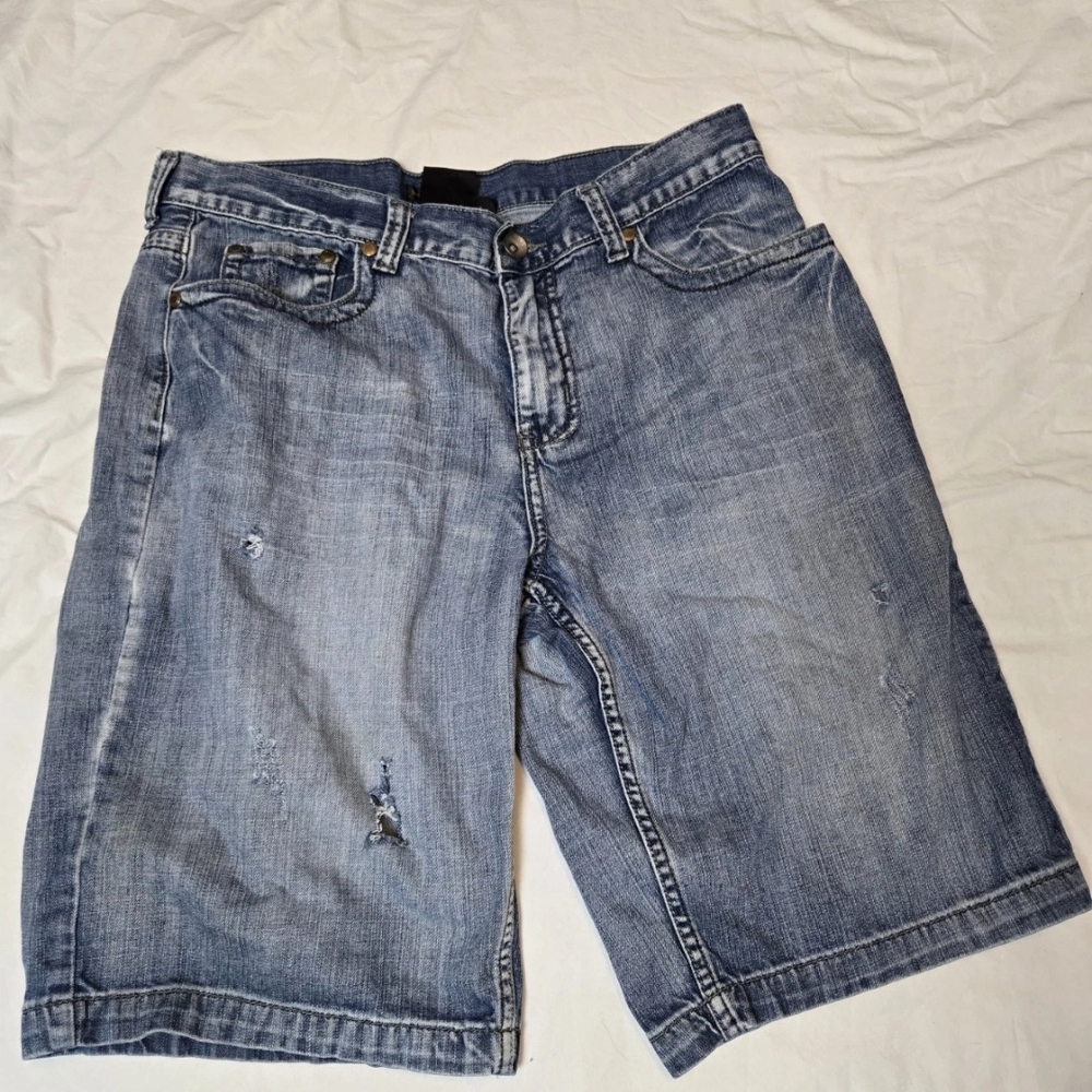 Helix Y2K Grunge Gothic Style Baggy Dark Wash Denim Jean Shorts size 36